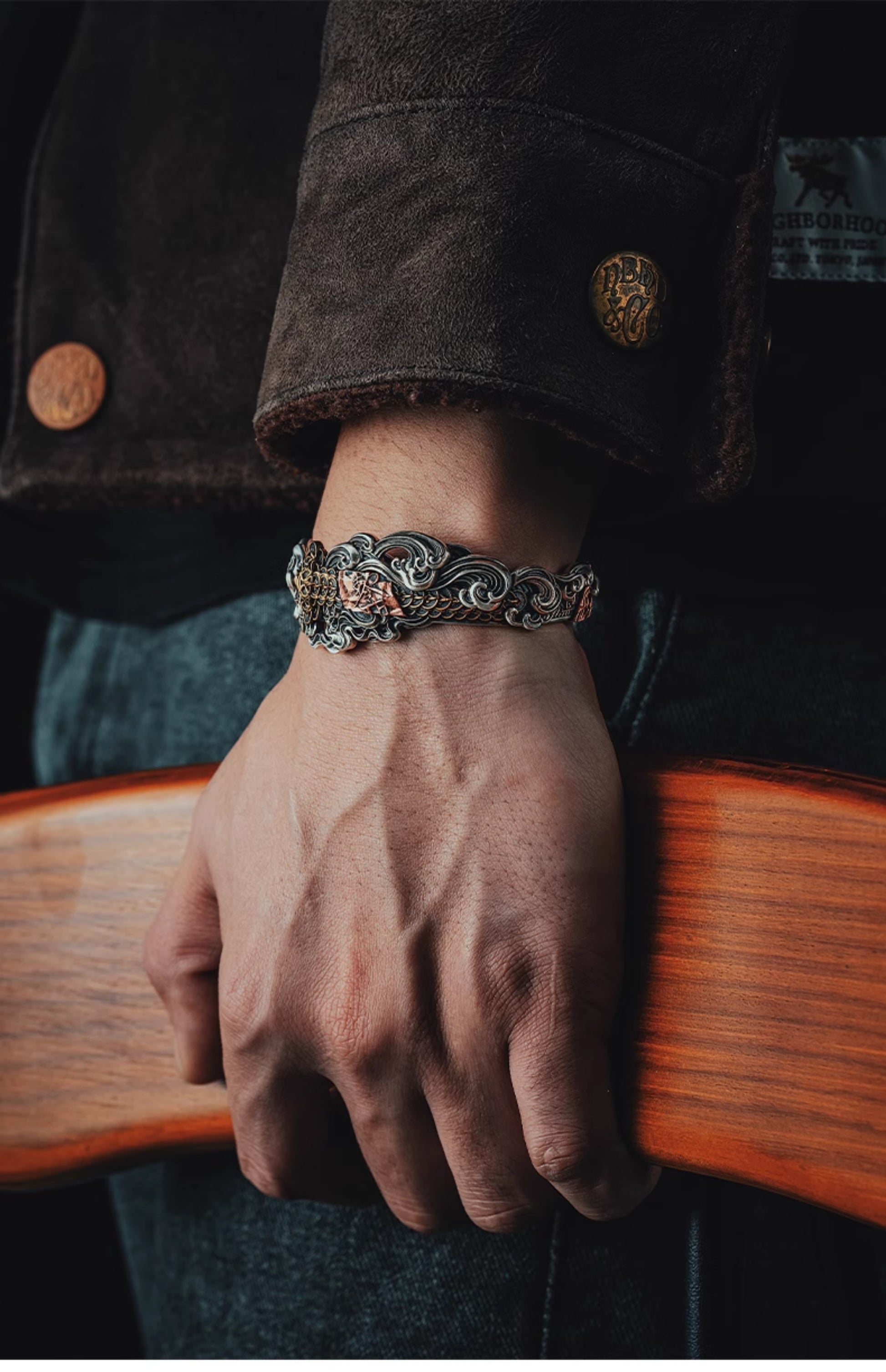 Xiandao bracelet men's copper coin kendo jewelry retro men's enlightenment series silver opening wide bracelet